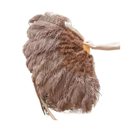 SPPEOUKJ Feder-FäCher Federfächer, faltbar, Handdekoration, Federfächer, Performance-Fächer, Party-Requisiten, Bühnenshow-Requisiten, 100 cm, 130 cm Fur TanzauffüHrungen(Brown,130CM 2PCS) von SPPEOUKJ