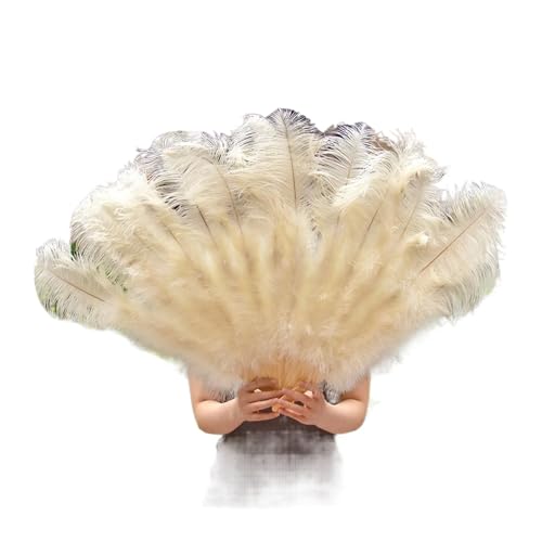 SPPEOUKJ Feder-FäCher Federfächer for Hochzeitstanzpartys, Alloween-Performance-Dekor, Feder-Accessoires, Federhandwerk Fur TanzauffüHrungen(Beige,75-130cm 1pcs) von SPPEOUKJ