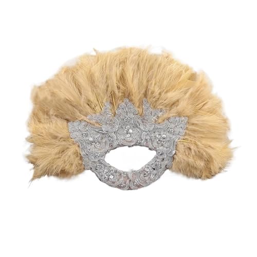 SPPEOUKJ Feder-FäCher Federfächer for die Braut, Handfächer for Hochzeiten, Zeremonien, Partys, Dekoration, Frauen, Handfächer, um Gästen etwas zu geben Fur TanzauffüHrungen(Apricot) von SPPEOUKJ