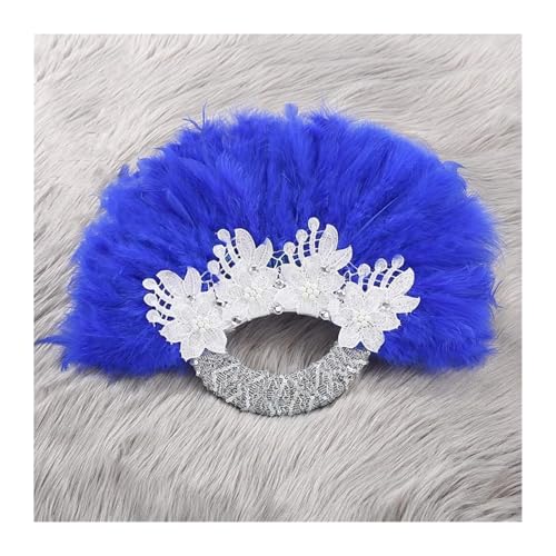 SPPEOUKJ Feder-FäCher Federfächer for die Braut, Handfächer for Hochzeiten, Zeremonien, Partys, Dekoration, Frauen, Handfächer, um Gästen etwas zu geben Fur TanzauffüHrungen(Blue1) von SPPEOUKJ