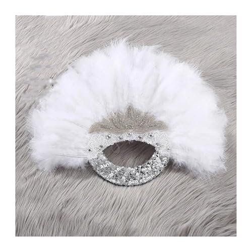 SPPEOUKJ Feder-FäCher Federfächer for die Braut, Handfächer for Hochzeiten, Zeremonien, Partys, Dekoration, Frauen, Handfächer, um Gästen etwas zu geben Fur TanzauffüHrungen(White1) von SPPEOUKJ