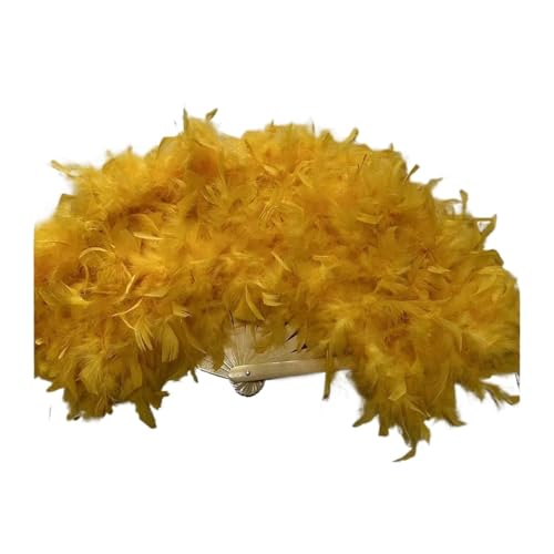 SPPEOUKJ Feder-FäCher Großer Flauschiger Federfächer for Bühnenauftritte, Tanzfotografie, Requisiten, Hochzeitsfeier-Dekoration, 70 x 40 cm Fur TanzauffüHrungen(Gold Yellow) von SPPEOUKJ