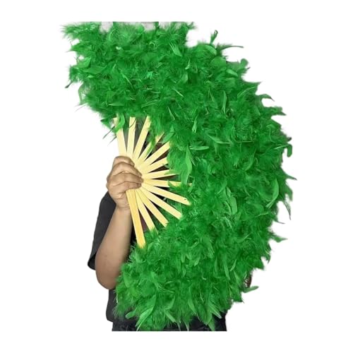 SPPEOUKJ Feder-FäCher Großer Flauschiger Federfächer for Bühnenauftritte, Tanzfotografie, Requisiten, Hochzeitsfeier-Dekoration, 70 x 40 cm Fur TanzauffüHrungen(Green) von SPPEOUKJ