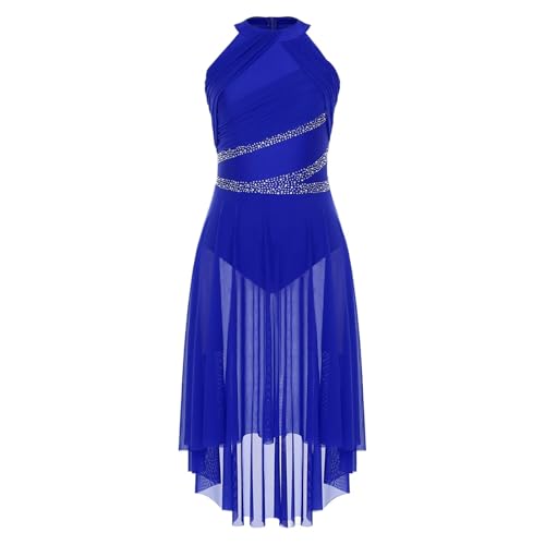 SPPEOUKJ Moderne BallettkostüMe Lila Ballettkleid for Damen, ärmellos, Netzstoff, modern, lyrisch, Tanzkostüm, Gymnastik, Eiskunstlauf, Trikots FüR AuffüHrungen(Blue,M) von SPPEOUKJ