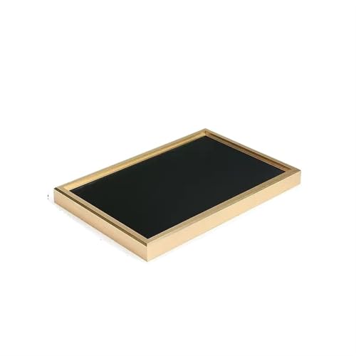SPPEOUKJ Schmucktabletts Goldfarbener Metallrahmen, Blanker Schmuck-Display-Tray, Halskette, Ring, Requisiten, Armband, Anhänger, Organizer-Box for Juweliergeschäfte Fur Schmucktablett(Black) von SPPEOUKJ