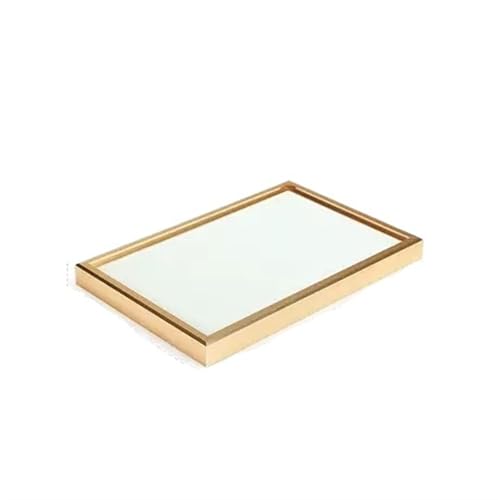 SPPEOUKJ Schmucktabletts Goldfarbener Metallrahmen, Blanker Schmuck-Display-Tray, Halskette, Ring, Requisiten, Armband, Anhänger, Organizer-Box for Juweliergeschäfte Fur Schmucktablett(White) von SPPEOUKJ