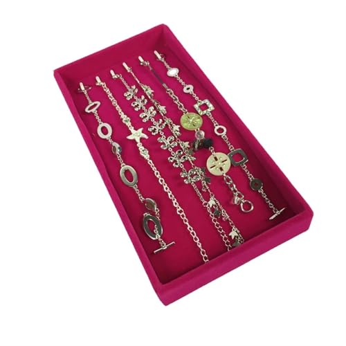 SPPEOUKJ Schmucktabletts Roter Samt Schmuck Display Tablett Halskette Anhänger Perlen Lagerung Schaufenster Box Schmuck Tablett Ring Armband Orgnizer Fur Schmucktablett(Necklace Tray) von SPPEOUKJ