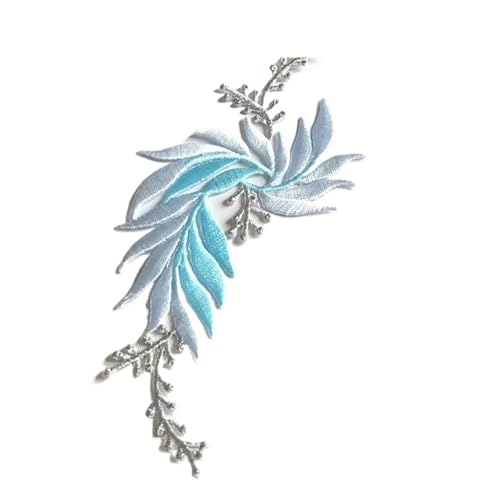 SPPEOUKJ Stickerei-AufnäHer 1 Paar/2 Stück Design-Kleider mit Blatt-Applikation for Kleidung, thermoadhäsive Patches, Stickerei-Patch, Blumenblätter for Kleid Fur AufbüGeln(Light Blue) von SPPEOUKJ