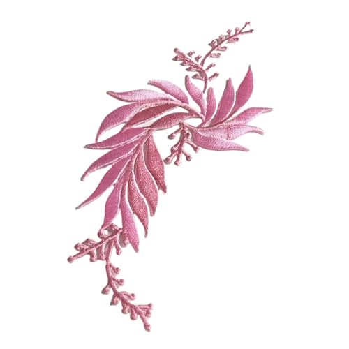 SPPEOUKJ Stickerei-AufnäHer 1 Paar/2 Stück Design-Kleider mit Blatt-Applikation for Kleidung, thermoadhäsive Patches, Stickerei-Patch, Blumenblätter for Kleid Fur AufbüGeln(Pink) von SPPEOUKJ