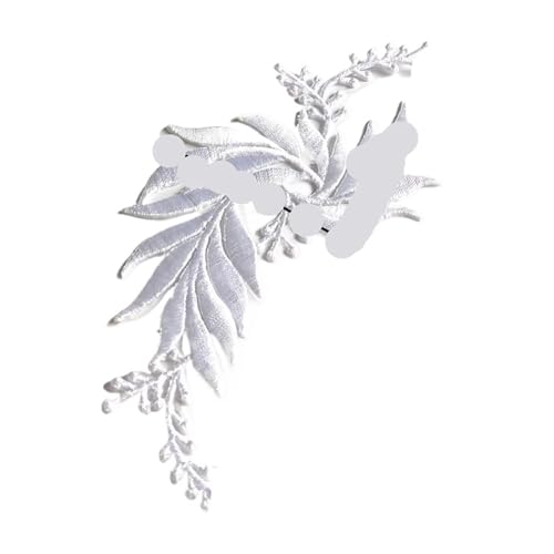 SPPEOUKJ Stickerei-AufnäHer 1 Paar/2 Stück Design-Kleider mit Blatt-Applikation for Kleidung, thermoadhäsive Patches, Stickerei-Patch, Blumenblätter for Kleid Fur AufbüGeln(White) von SPPEOUKJ