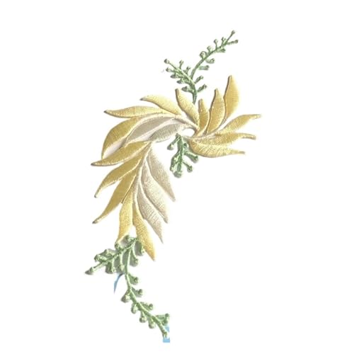 SPPEOUKJ Stickerei-AufnäHer 1 Paar/2 Stück Design-Kleider mit Blatt-Applikation for Kleidung, thermoadhäsive Patches, Stickerei-Patch, Blumenblätter for Kleid Fur AufbüGeln(Yellow) von SPPEOUKJ