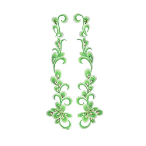 SPPEOUKJ Stickerei-AufnäHer 1 Paar Blau Gold Pailletten Lange Wolke Blume Stickerei Patch Afrikanische Spitze Applique Eisen Aufkleber Auf Kleid Kleidung Dekoration DIY Fur AufbüGeln(Green) von SPPEOUKJ