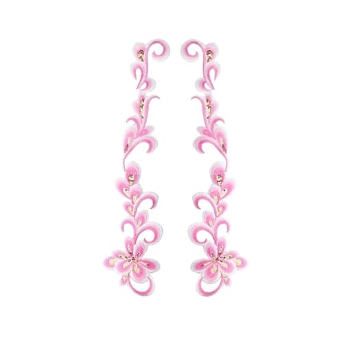 SPPEOUKJ Stickerei-AufnäHer 1 Paar Blau Gold Pailletten Lange Wolke Blume Stickerei Patch Afrikanische Spitze Applique Eisen Aufkleber Auf Kleid Kleidung Dekoration DIY Fur AufbüGeln(Pink) von SPPEOUKJ