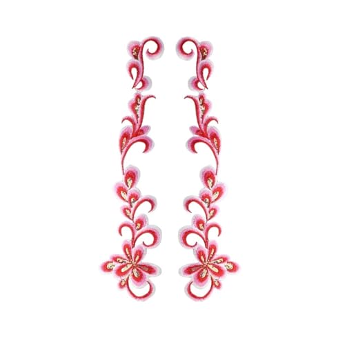 SPPEOUKJ Stickerei-AufnäHer 1 Paar Blau Gold Pailletten Lange Wolke Blume Stickerei Patch Afrikanische Spitze Applique Eisen Aufkleber Auf Kleid Kleidung Dekoration DIY Fur AufbüGeln(Red) von SPPEOUKJ