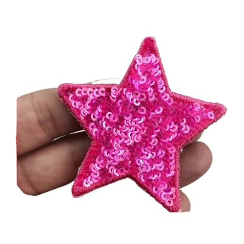 SPPEOUKJ Stickerei-AufnäHer 10 Stück Pailletten Glitzer Stern Bügelflicken Stickerei Tuch Jacke Tasche Hut Dekor Zubehör Flash Star Patch DIY Bastelbedarf Fur AufbüGeln(Color 12,Small(6 * 6cm)) von SPPEOUKJ