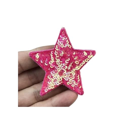 SPPEOUKJ Stickerei-AufnäHer 10 Stück Pailletten Glitzer Stern Bügelflicken Stickerei Tuch Jacke Tasche Hut Dekor Zubehör Flash Star Patch DIY Bastelbedarf Fur AufbüGeln(Color 14,Small(6 * 6cm)) von SPPEOUKJ
