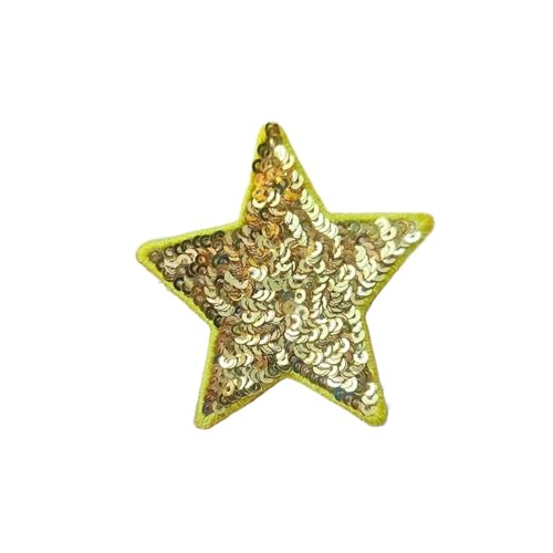 SPPEOUKJ Stickerei-AufnäHer 10 Stück Pailletten Glitzer Stern Bügelflicken Stickerei Tuch Jacke Tasche Hut Dekor Zubehör Flash Star Patch DIY Bastelbedarf Fur AufbüGeln(Color 15,Small(6 * 6cm)) von SPPEOUKJ