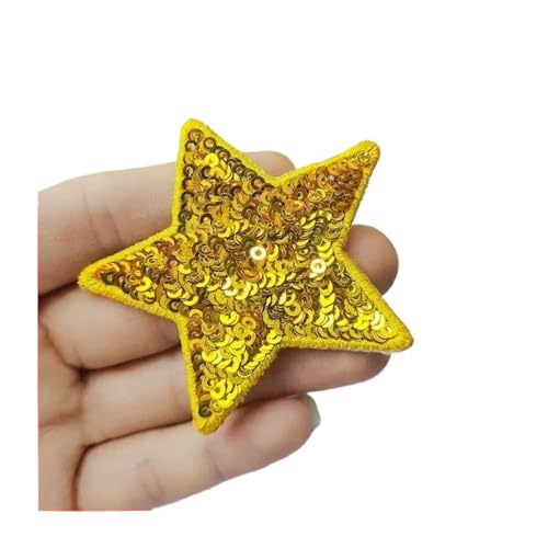 SPPEOUKJ Stickerei-AufnäHer 10 Stück Pailletten Glitzer Stern Bügelflicken Stickerei Tuch Jacke Tasche Hut Dekor Zubehör Flash Star Patch DIY Bastelbedarf Fur AufbüGeln(Color 17,Large(12 * 12cm)) von SPPEOUKJ