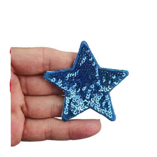 SPPEOUKJ Stickerei-AufnäHer 10 Stück Pailletten Glitzer Stern Bügelflicken Stickerei Tuch Jacke Tasche Hut Dekor Zubehör Flash Star Patch DIY Bastelbedarf Fur AufbüGeln(Color 5,Large(12 * 12cm)) von SPPEOUKJ
