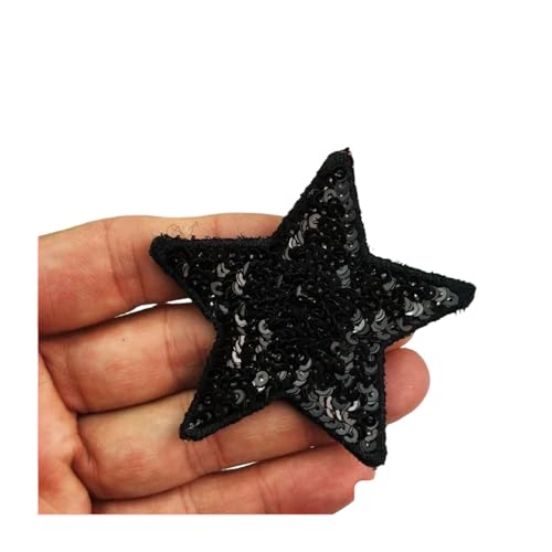 SPPEOUKJ Stickerei-AufnäHer 10 Stück Pailletten Glitzer Stern Bügelflicken Stickerei Tuch Jacke Tasche Hut Dekor Zubehör Flash Star Patch DIY Bastelbedarf Fur AufbüGeln(Color 7,Small(6 * 6cm)) von SPPEOUKJ
