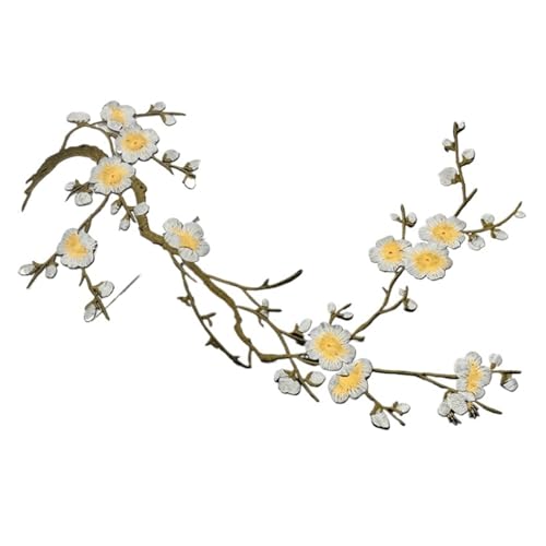 SPPEOUKJ Stickerei-AufnäHer 2 Stück Pflaumenblüten-Blumen-Applikation, Kleidung, Stickerei, Stoffaufkleber, for Aufbügeln, Basteln, Nähen, Reparatur, bestickte Werkzeuge Fur AufbüGeln(Style C) von SPPEOUKJ