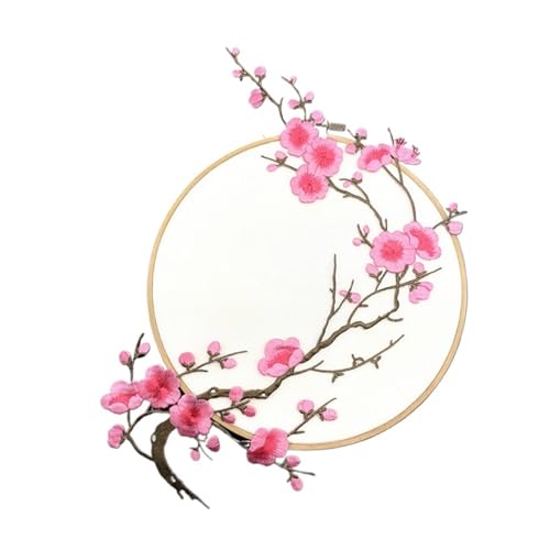 SPPEOUKJ Stickerei-AufnäHer 2 Stück Pflaumenblüten-Blumen-Applikation, Kleidung, Stickerei, Stoffaufkleber, for Aufbügeln, Basteln, Nähen, Reparatur, bestickte Werkzeuge Fur AufbüGeln(Style D) von SPPEOUKJ