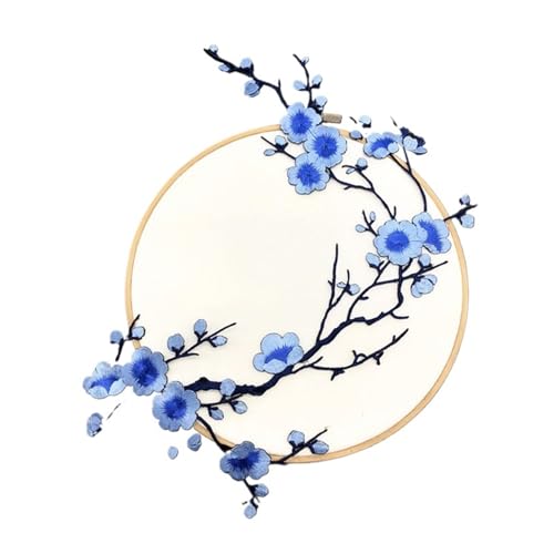 SPPEOUKJ Stickerei-AufnäHer 2 Stück Pflaumenblüten-Blumen-Applikation, Kleidung, Stickerei, Stoffaufkleber, for Aufbügeln, Basteln, Nähen, Reparatur, bestickte Werkzeuge Fur AufbüGeln(Style G) von SPPEOUKJ