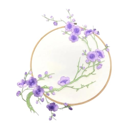SPPEOUKJ Stickerei-AufnäHer 2 Stück Pflaumenblüten-Blumen-Applikation, Kleidung, Stickerei, Stoffaufkleber, for Aufbügeln, Basteln, Nähen, Reparatur, bestickte Werkzeuge Fur AufbüGeln(Style K) von SPPEOUKJ