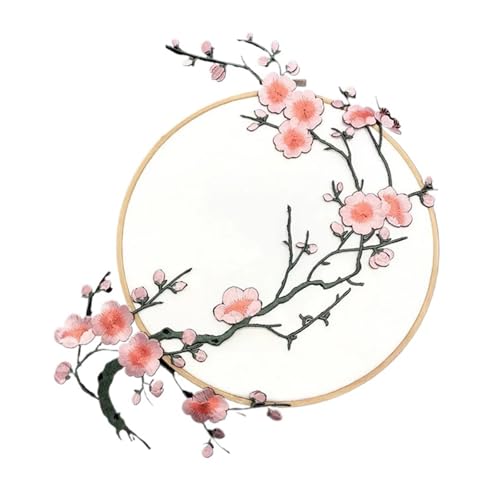 SPPEOUKJ Stickerei-AufnäHer 2 Stück Pflaumenblüten-Blumen-Applikation, Kleidung, Stickerei, Stoffaufkleber, for Aufbügeln, Basteln, Nähen, Reparatur, bestickte Werkzeuge Fur AufbüGeln(Style L) von SPPEOUKJ