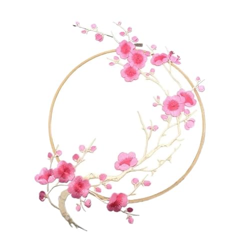 SPPEOUKJ Stickerei-AufnäHer 2 Stück Pflaumenblüten-Blumen-Applikation, Kleidung, Stickerei, Stoffaufkleber, for Aufbügeln, Basteln, Nähen, Reparatur, bestickte Werkzeuge Fur AufbüGeln(Style M) von SPPEOUKJ