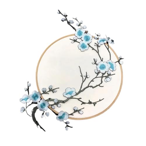 SPPEOUKJ Stickerei-AufnäHer 2 Stück Pflaumenblüten-Blumen-Applikation, Kleidung, Stickerei, Stoffaufkleber, for Aufbügeln, Basteln, Nähen, Reparatur, bestickte Werkzeuge Fur AufbüGeln(Style N) von SPPEOUKJ
