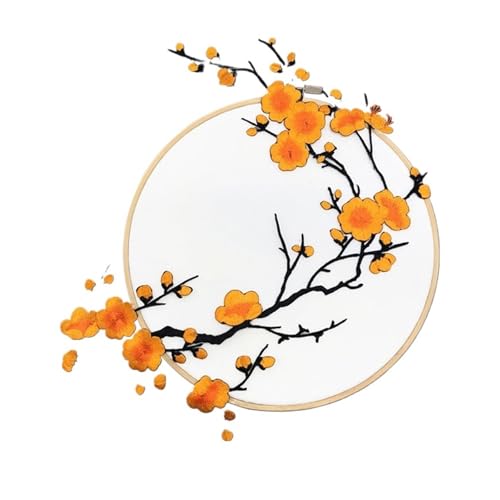 SPPEOUKJ Stickerei-AufnäHer 2 Stück Pflaumenblüten-Blumen-Applikation, Kleidung, Stickerei, Stoffaufkleber, for Aufbügeln, Basteln, Nähen, Reparatur, bestickte Werkzeuge Fur AufbüGeln(Style O) von SPPEOUKJ