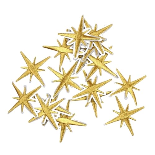 SPPEOUKJ Stickerei-AufnäHer 20 Stück/2 Set gestickter Goldener silberner Stern-Aufnäher for Aufbügeln, Aufkleber, Nähapplikationen, Reparatur Fur AufbüGeln(Golden) von SPPEOUKJ