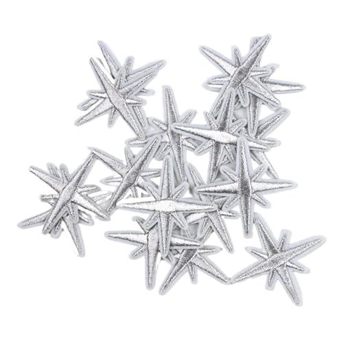 SPPEOUKJ Stickerei-AufnäHer 20 Stück/2 Set gestickter Goldener silberner Stern-Aufnäher for Aufbügeln, Aufkleber, Nähapplikationen, Reparatur Fur AufbüGeln(Silver) von SPPEOUKJ