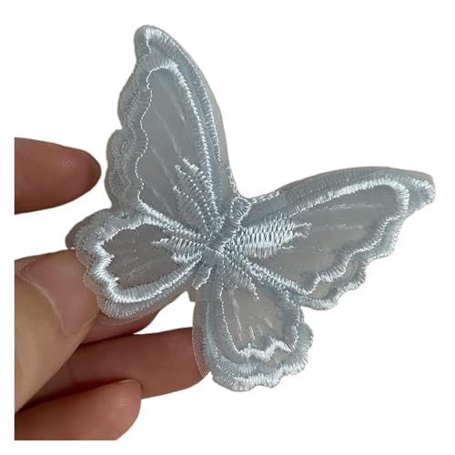 SPPEOUKJ Stickerei-AufnäHer 20 Stück Stickerei Schmetterling Nähen Eisen auf Patch Abzeichen Hochzeit Brautkleid bestickte Applikation Nähen Handwerk DIY Fur AufbüGeln(Blue) von SPPEOUKJ