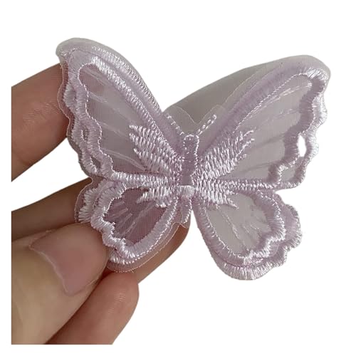 SPPEOUKJ Stickerei-AufnäHer 20 Stück Stickerei Schmetterling Nähen Eisen auf Patch Abzeichen Hochzeit Brautkleid bestickte Applikation Nähen Handwerk DIY Fur AufbüGeln(Purple) von SPPEOUKJ