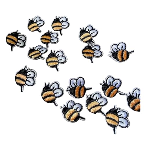SPPEOUKJ Stickerei-AufnäHer 20 Teile/los Mini Gelbe Biene Patch Stickerei Aufkleber Eisen auf Patches for Kleidung Applique Stickerei DIY Kleidung Zubehör Fur AufbüGeln(Mini Bee 20pcs A) von SPPEOUKJ