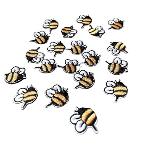 SPPEOUKJ Stickerei-AufnäHer 20 Teile/los Mini Gelbe Biene Patch Stickerei Aufkleber Eisen auf Patches for Kleidung Applique Stickerei DIY Kleidung Zubehör Fur AufbüGeln(Mini Bee 20pcs B) von SPPEOUKJ