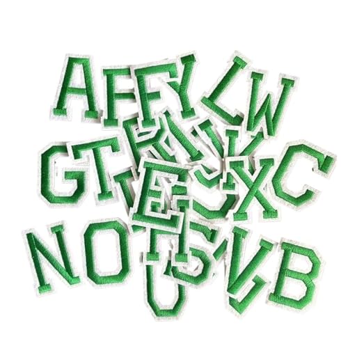 SPPEOUKJ Stickerei-AufnäHer 26 Stück/kleine A~Z-farbige Alphabet- und englische Buchstaben for Kleidung, Aufkleber, Stoffapplikationen for Aufbügeln, Stickerei, Nähzubehör Fur AufbüGeln(04-Green-A-Z) von SPPEOUKJ