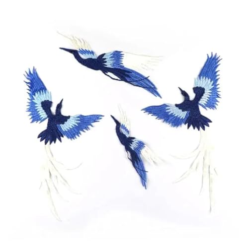 SPPEOUKJ Stickerei-AufnäHer 2Set/8Pcs Stickerei Tier Aufkleber Vogel Applique Nähen Auf Mantel DIY Handwerk Transfers for Kleidung Reparatur Patches Bekleidungs ​​Tuch Fur AufbüGeln(Blue) von SPPEOUKJ