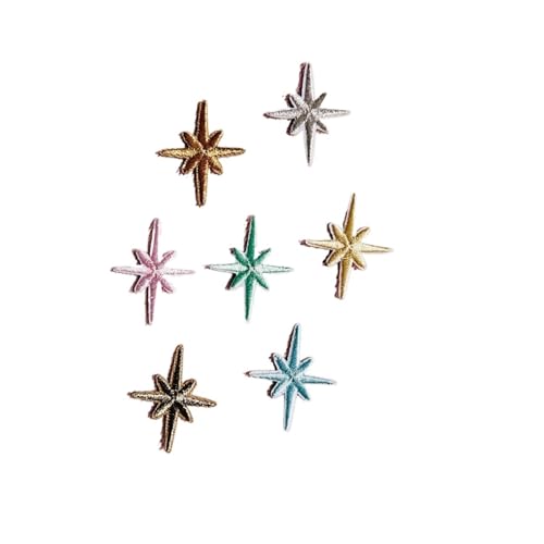 SPPEOUKJ Stickerei-AufnäHer Selbstklebende 20 Stück Sterne Stoffaufkleber Stickerei Patches for Kleidung Gold Silber Eisen auf Kleidung Applikation Streifen Fur AufbüGeln(Mix 20pcs) von SPPEOUKJ