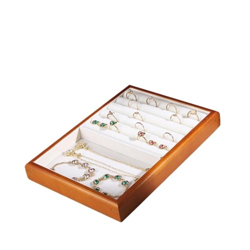 Schmucktabletts Schmuckschatulle, Ohrring-Organizer-Tablett, Holzgeschäfte, Uhrenetui, Samtringe, Ohrstecker, Ohrringhalter, Schmucktablett, Ohrring-Displaytablett Fur Schmucktablett(Ring and Tray) von SPPEOUKJ