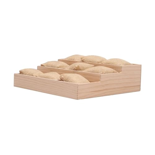 Schmucktabletts Uhrentablett aus Holz mit 9 Fächern, Uhrenkissen, Tablett for Halsketten, Armbänder, Schubladen, Uhren, Schmuckschatulle, Uhrengehäuse-Displayhalter Fur Schmucktablett(Linen cloth) von SPPEOUKJ