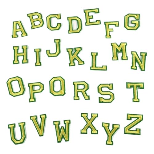 Stickerei-AufnäHer 26 Stück/kleine A~Z-farbige Alphabet- und englische Buchstaben for Kleidung, Aufkleber, Stoffapplikationen for Aufbügeln, Stickerei, Nähzubehör Fur AufbüGeln(05-Green Yellow-A-Z) Stickerei-AufnäHer 26 Stück/kleine A~Z-farbige Alphabet- und englische Buchstaben for Kleidung, Aufkleber, Stoffapplikationen for Aufbügeln, Stickerei, Nähzubehör Fur AufbüGeln(05-Green Yellow-A-Z) von SPPEOUKJ