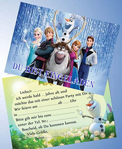 PDTXCLS TOMENGBEIAABBCC Tassorm 10 Einladungskarten für Geburtstag Partys und Kindergeburtstag kompatibel mit Frozen Die Eiskönigin Nr. 006 von 000