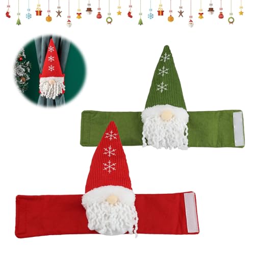 SPRHR Vorhang Raffhalter Weihnachten, 2 Stück Weihnachtsvorhänge Raffhalter, Weihnachts Vorhang Raffhalter, Weich und Glatt, Klettverschluss-Design, Geeignet für Feste Vorhänge von SPRHR