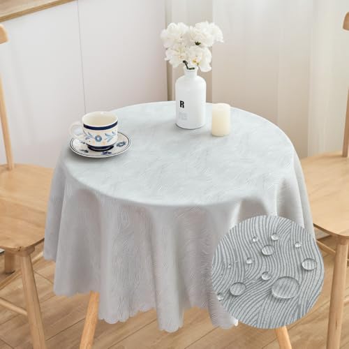 SPRICA Mittelgrau Runde Jacquard-Tischdecke Rund 120cm Durchmesser, wasserabweisend, einfarbig, schwere & weiche Qualität, Wasserfluss-Musterdesign, maschinenwachbar SPRICA Mittelgrau Runde Jacquard-Tischdecke Rund 120cm Durchmesser, wasserabweisend, einfarbig, schwere & weiche Qualität, Wasserfluss-Musterdesign, maschinenwachbar von SPRICA