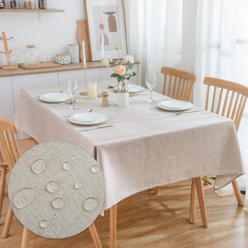 SPRICA Rechteckige Tischdecke 210x150cm Wasserabweisend mit Leinenstruktur, Fleckenabweisend, Abwischbar, Einfarbige Tischabdeckung, Leinenfarben SPRICA Rechteckige Tischdecke 210x150cm Wasserabweisend mit Leinenstruktur, Fleckenabweisend, Abwischbar, Einfarbige Tischabdeckung, Leinenfarben von SPRICA