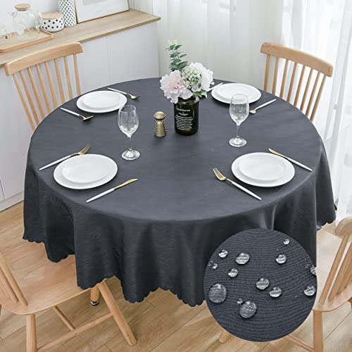 SPRICA Dunkelgrau Runde Jacquard-Tischdecke Rund 160cm Durchmesser, wasserabweisend, einfarbig, schwere & weiche Qualität, Wasserfluss-Musterdesign, maschinenwachbar SPRICA Dunkelgrau Runde Jacquard-Tischdecke Rund 160cm Durchmesser, wasserabweisend, einfarbig, schwere & weiche Qualität, Wasserfluss-Musterdesign, maschinenwachbar von SPRICA