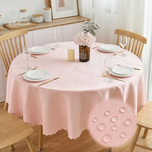 SPRICA Runde Jacquard-Tischdecke, wasserabweisend, einfarbig, schwer, weich, maschinenwaschbar, rund 160 cm, Puderrosa SPRICA Runde Jacquard-Tischdecke, wasserabweisend, einfarbig, schwer, weich, maschinenwaschbar, rund 160 cm, Puderrosa von SPRICA